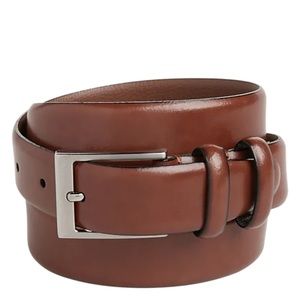 Cognac Double Loop Leather Dress Belt